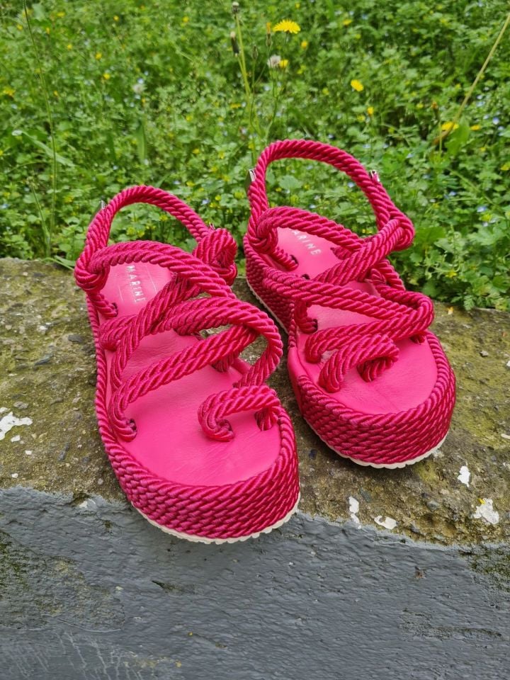 Betz Shoes | Hakiki Deri Sandalet Betz 191196 Fuşya