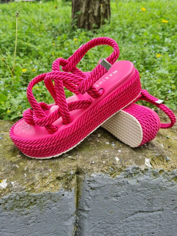 Betz Shoes | Hakiki Deri Sandalet Betz 191196 Fuşya