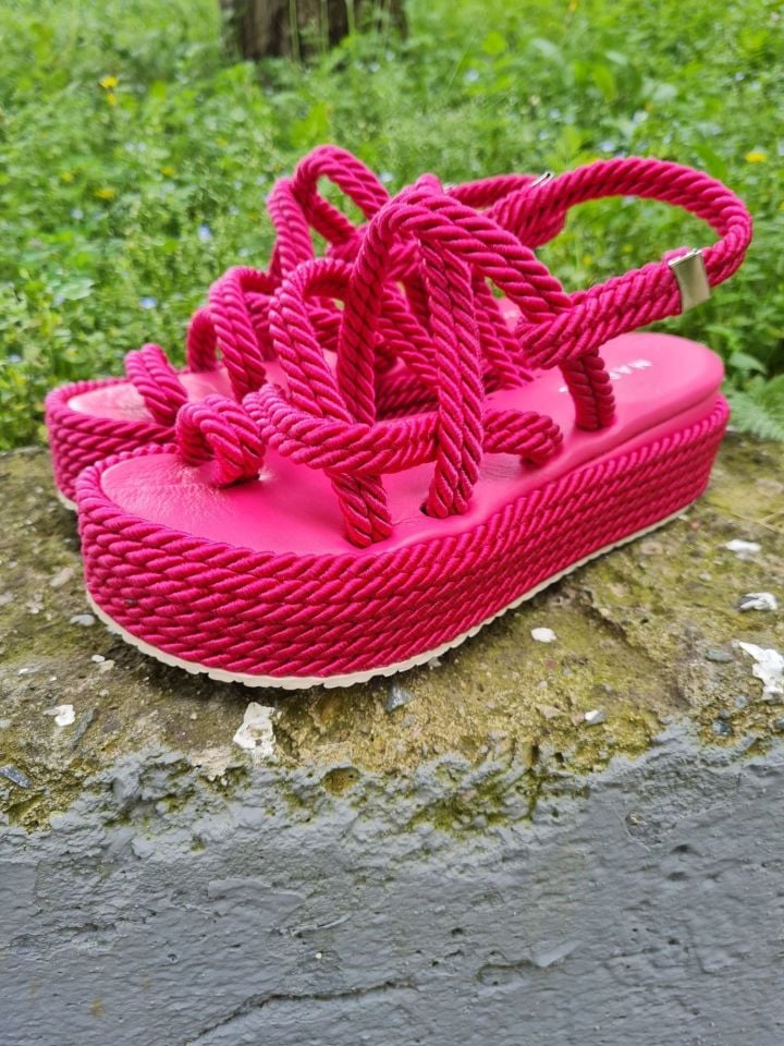 Betz Shoes | Hakiki Deri Sandalet Betz 191196 Fuşya