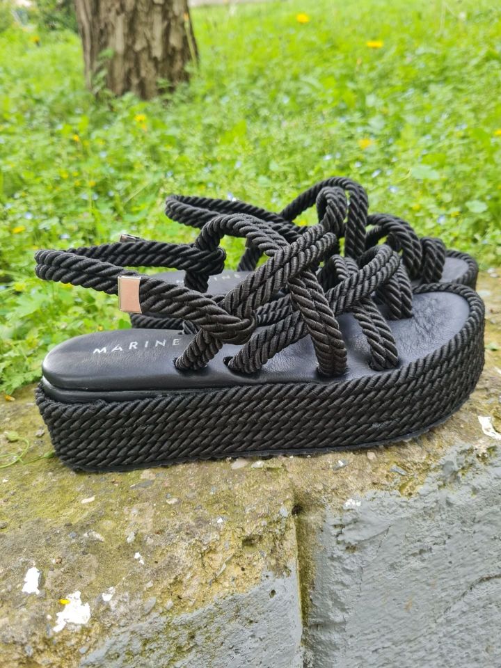 Betz Shoes | Kadın Hakiki Deri Sandalet Betz 191198 Siyah