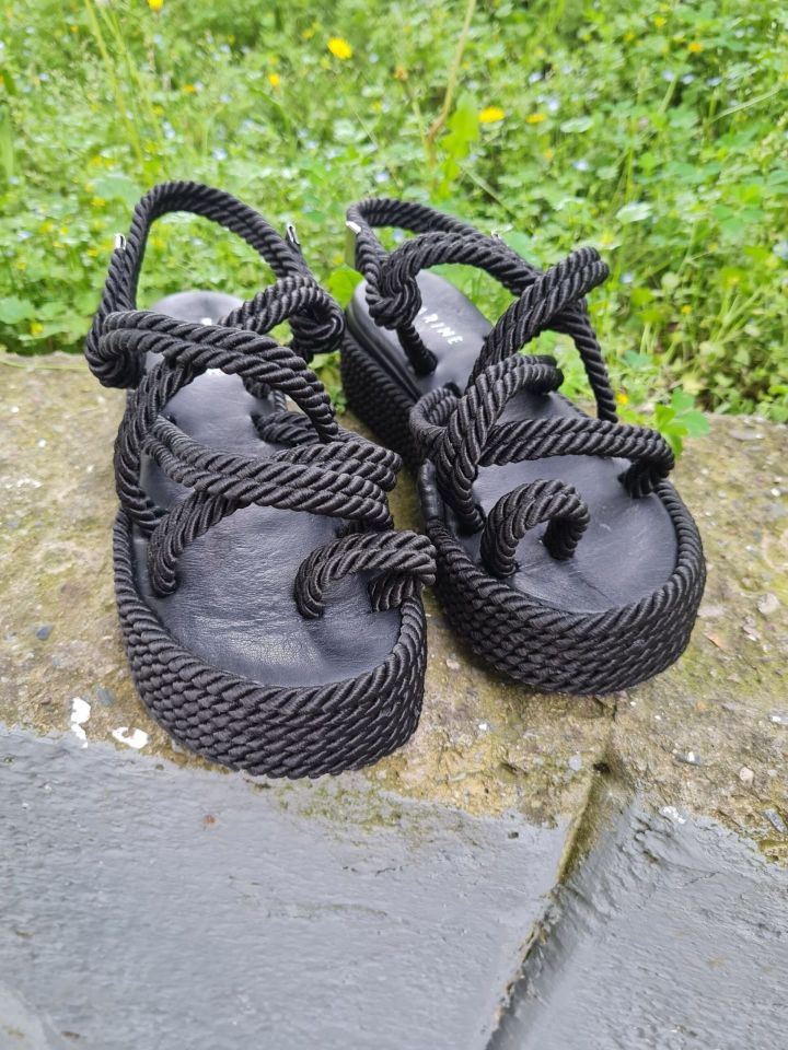 Betz Shoes | Kadın Hakiki Deri Sandalet Betz 191198 Siyah