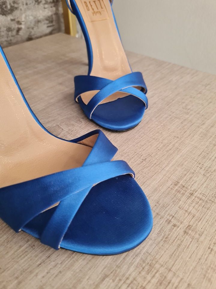 Betz Shoes | Kadın Saten Topuklu Sandalet Betz 290198 Mavi