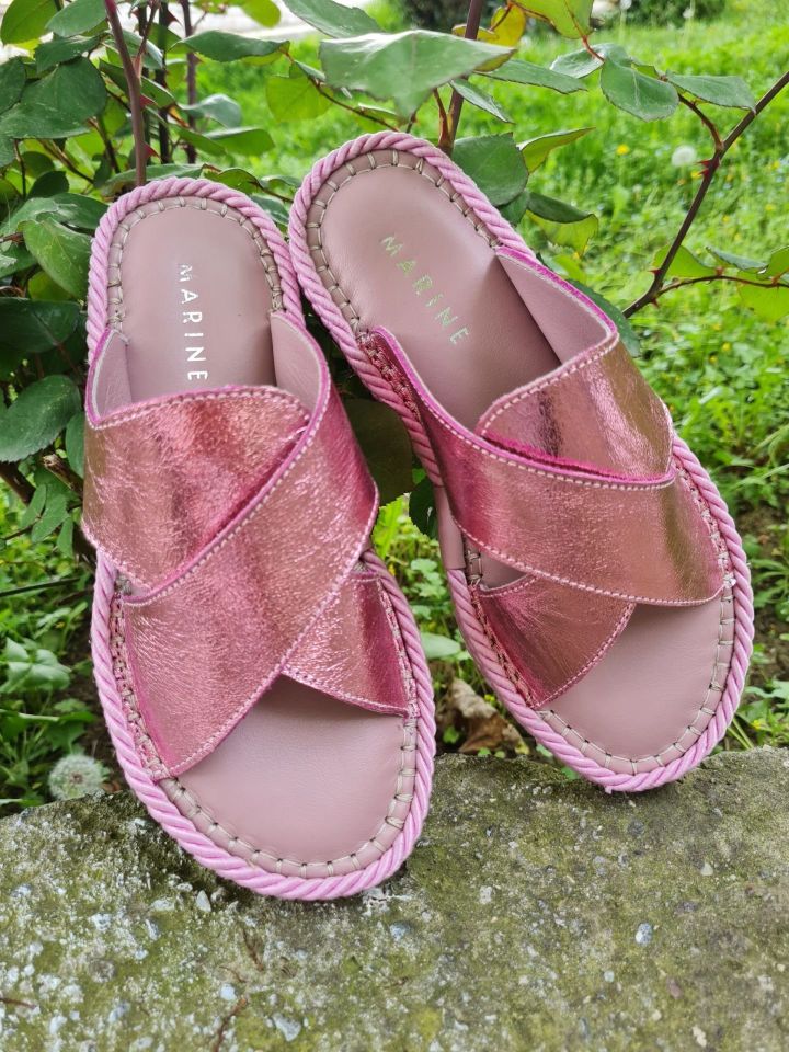 Betz Shoes | Kadın Hakiki Deri Terlik Betz 191199 Pembe