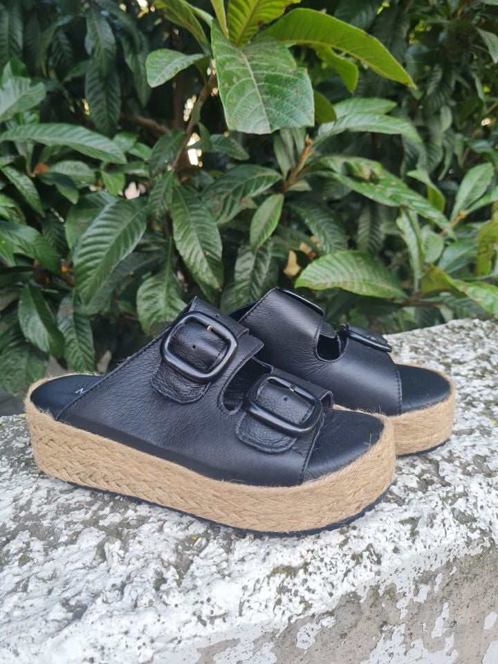 Betz Shoes | Kadın Hakiki Deri Terlik Betz 191201 Siyah