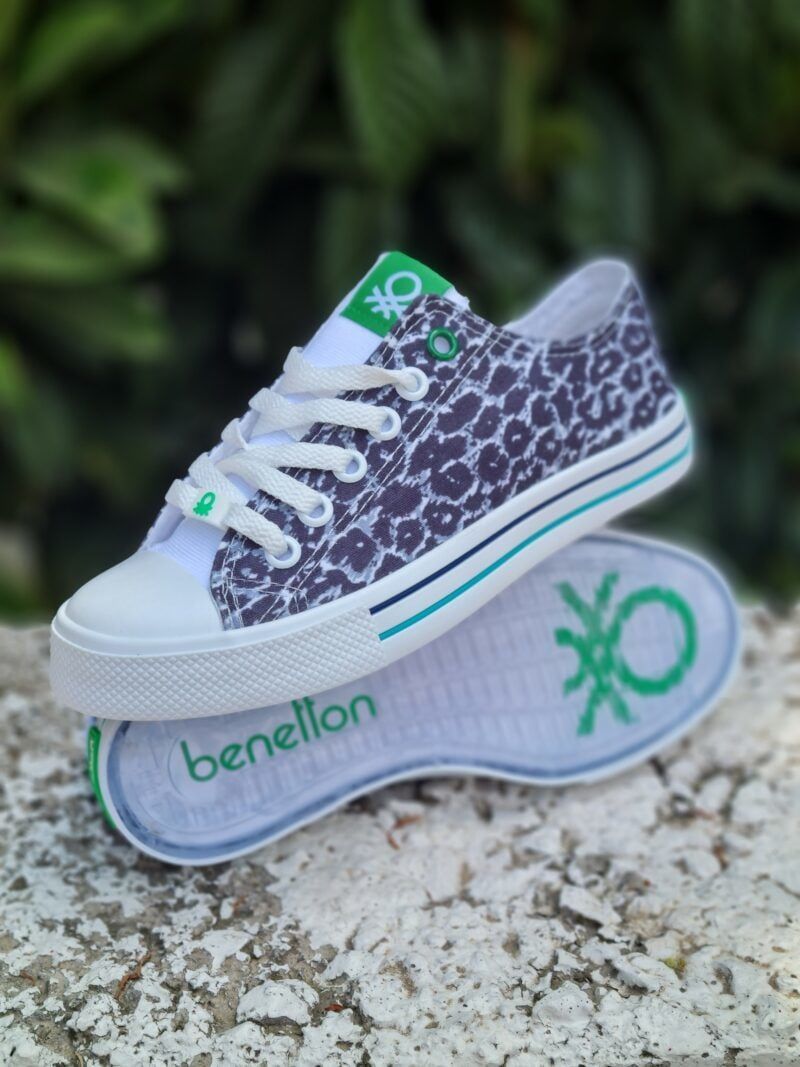 Benetton | Kadın Keten Spor Ayakkabı Bn 30179 Beyaz Leopar