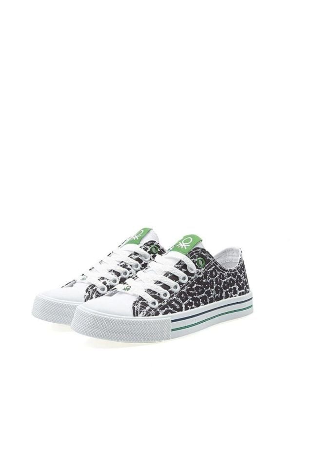 Benetton | Kadın Keten Spor Ayakkabı Bn 30179 Beyaz Leopar