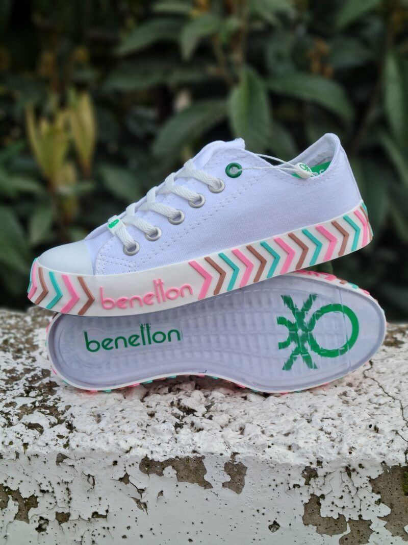 Benetton | Kadın Keten Spor Ayakkabı Bn 30624 Beyaz Pembe