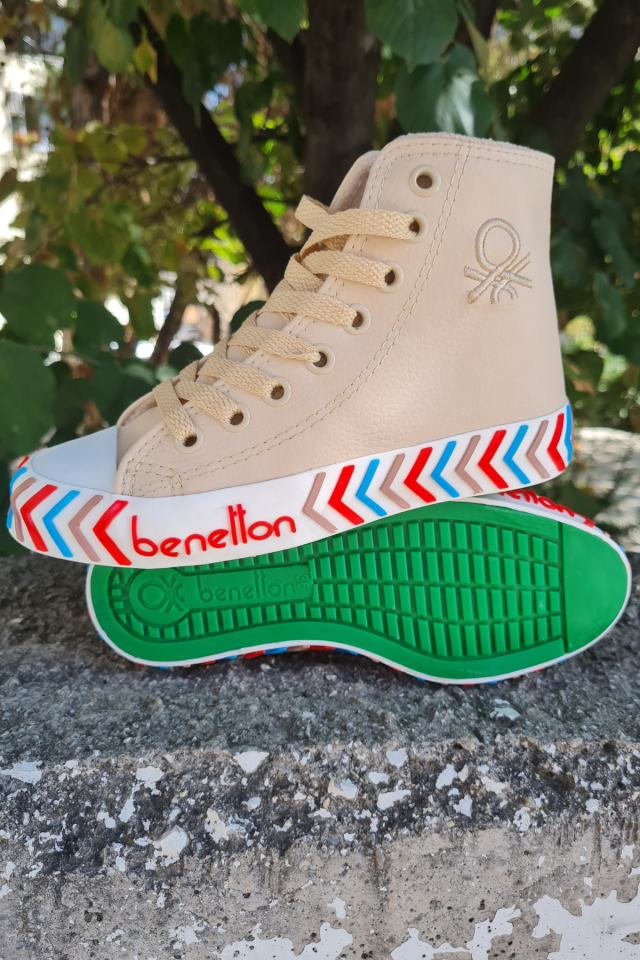 Benetton | Kadın Suni Deri Spor Ayakkabı BN 30724 Bej